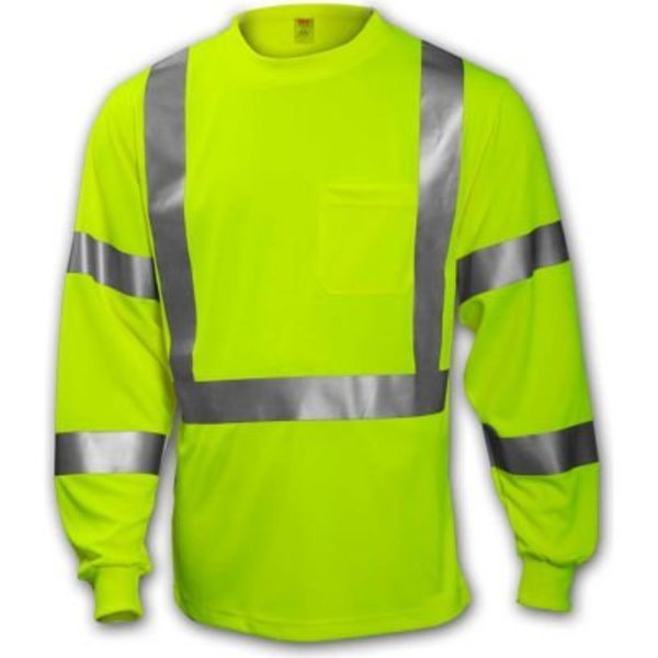 Tingley Rubber Tingley® S75522 Class 3 Long Sleeve T-Shirt, Fluorescent Yellow/Green, 2XL S75522.2X